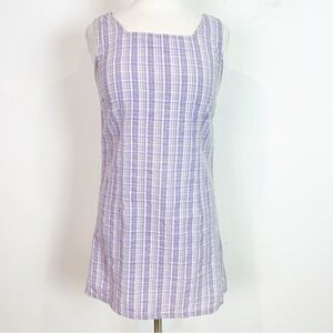 MONTANA BLUES JEAN CO PURPLE WHITE GINGHAM PLAID SLEEVELESS DRESS WOMENS MEDIUM